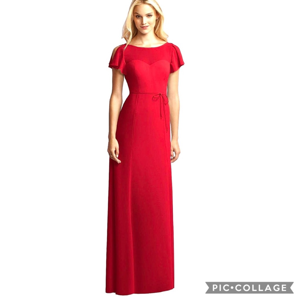 Jenny Yoo Formal Gown JY518 Flame Red Crepe Size 6
